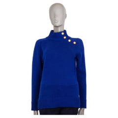 LANVIN royal blue wool BUTTON NECK Turtleneck Sweater XS