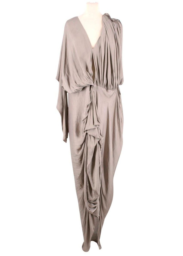 Lanvin Ruched Grey Dress SIZE 38 For Sale at 1stDibs