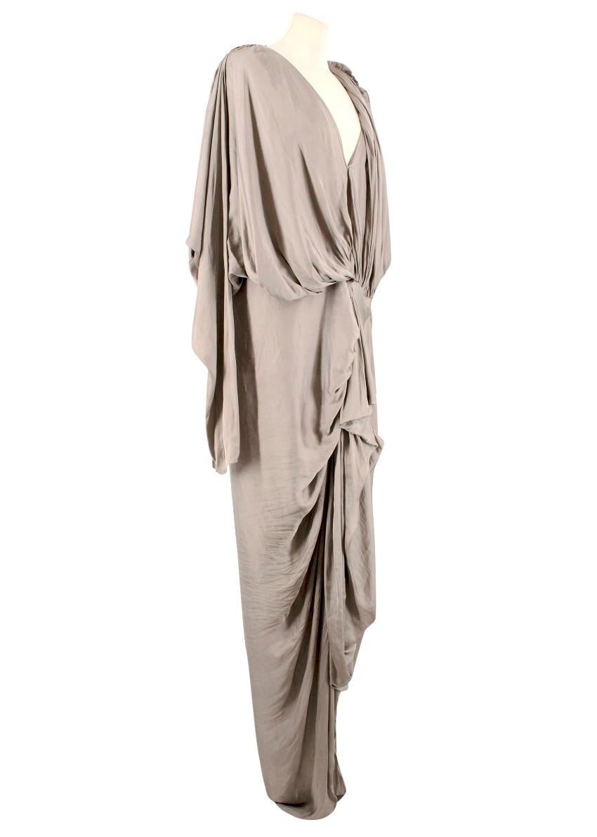 Beige Lanvin Ruched Grey Dress - Size US 6