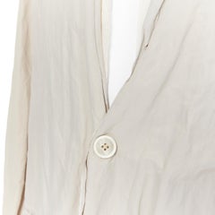 LANVIN Runway light stone coated cotton raw seam summer blazer jacket EU50 L