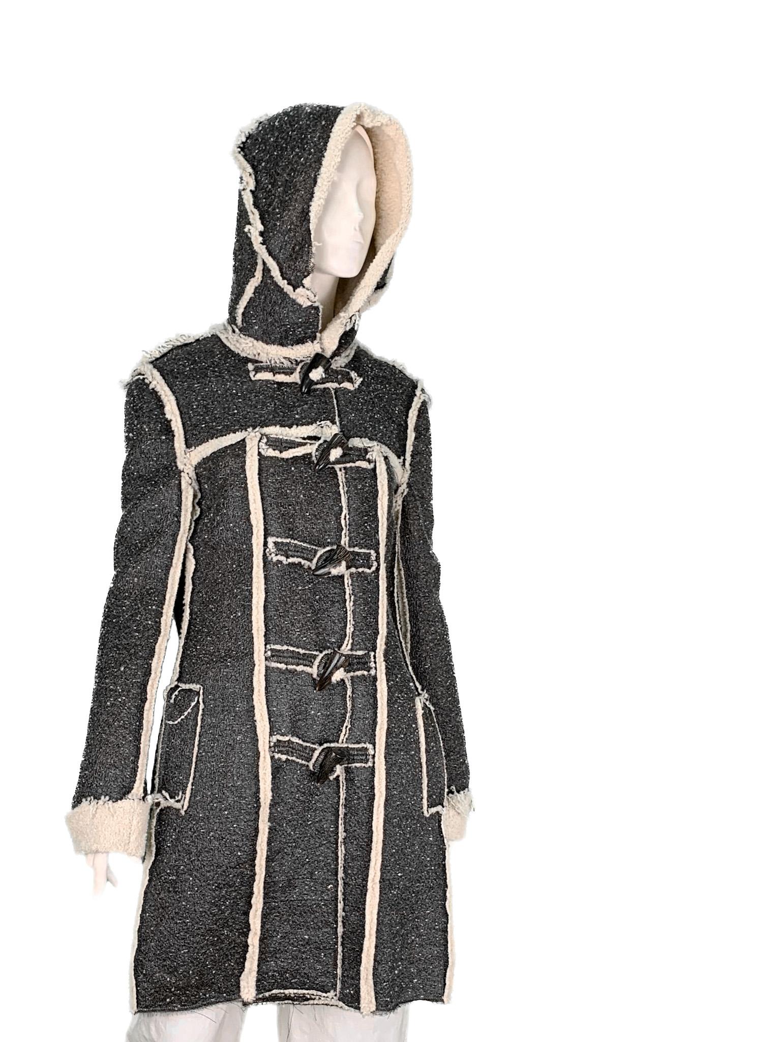 Lanvin Runway Pre-Fall 2015 Alber Elbaz Faux Shearling Metallic Wool Coat 8