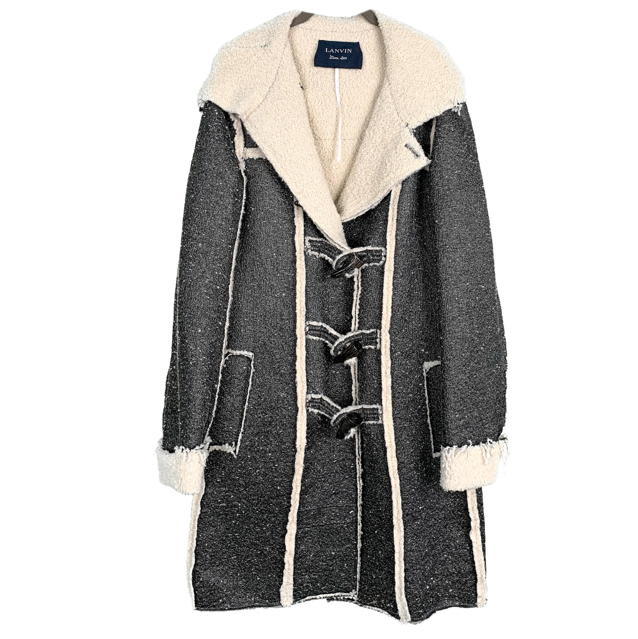 Lanvin Runway Pre-Fall 2015 Alber Elbaz Faux Shearling Metallic Wool Coat 9