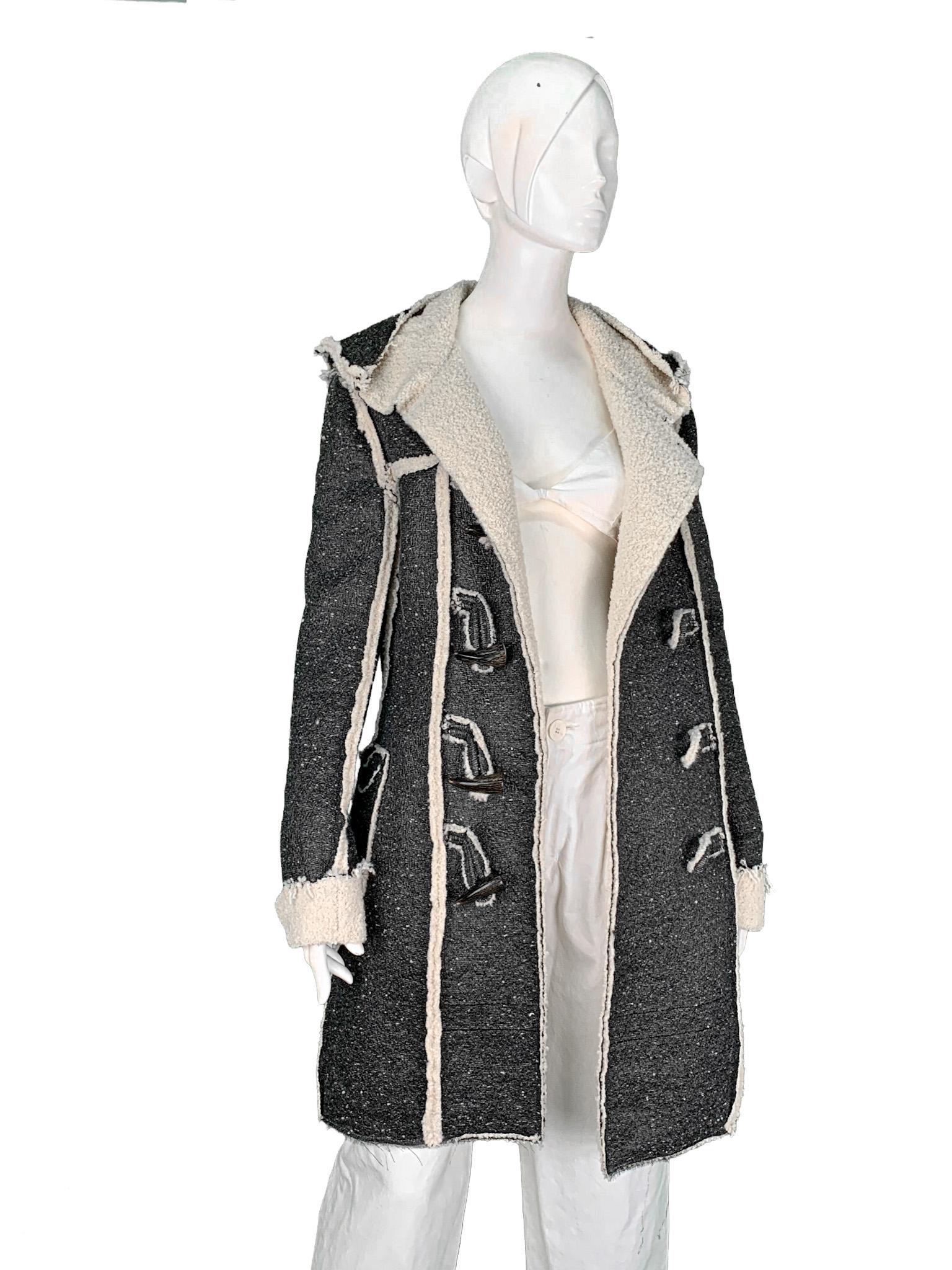 Women's Lanvin Runway Pre-Fall 2015 Alber Elbaz Faux Shearling Metallic Wool Coat