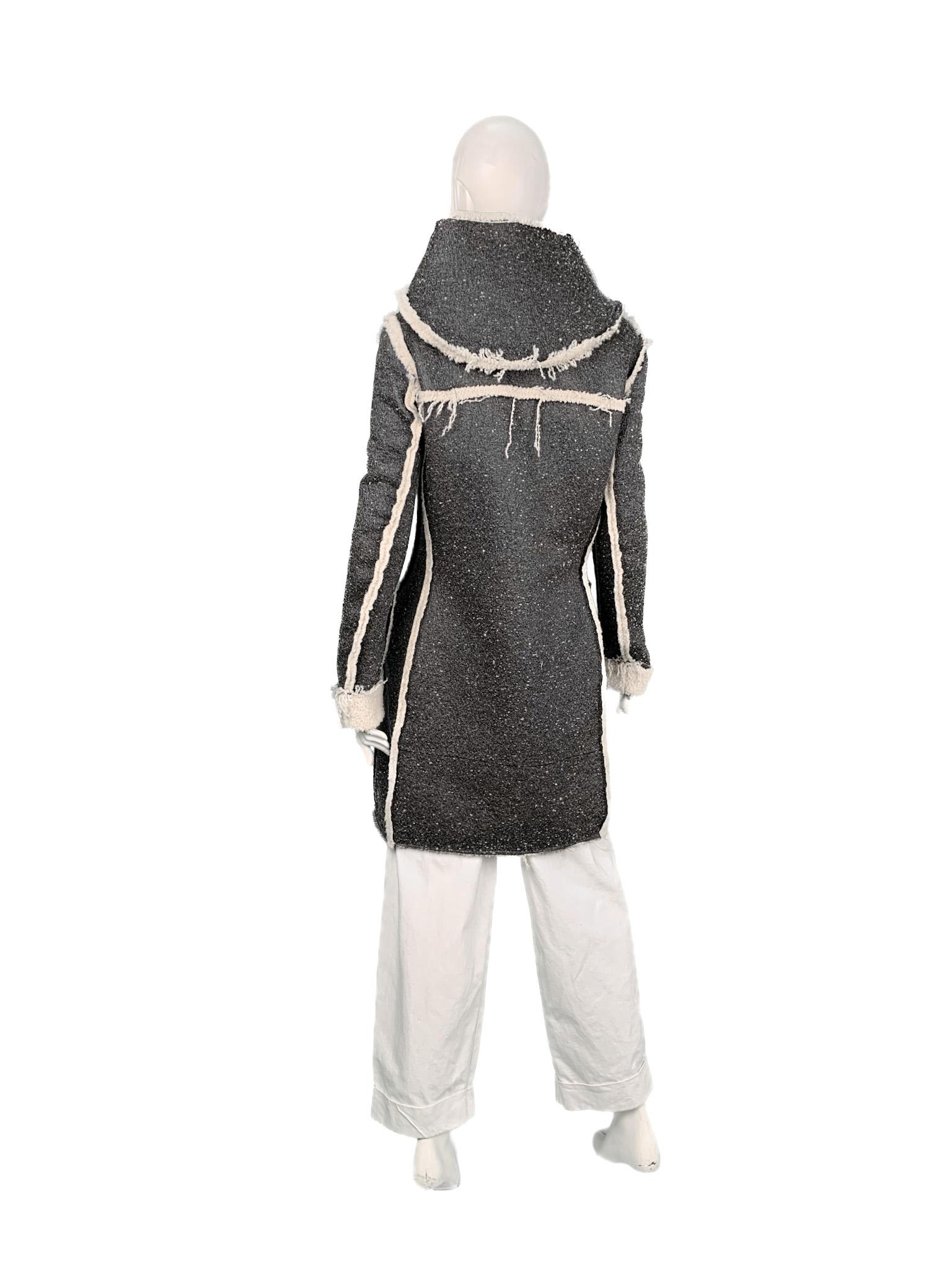 Lanvin Runway Pre-Fall 2015 Alber Elbaz Faux Shearling Metallic Wool Coat 1