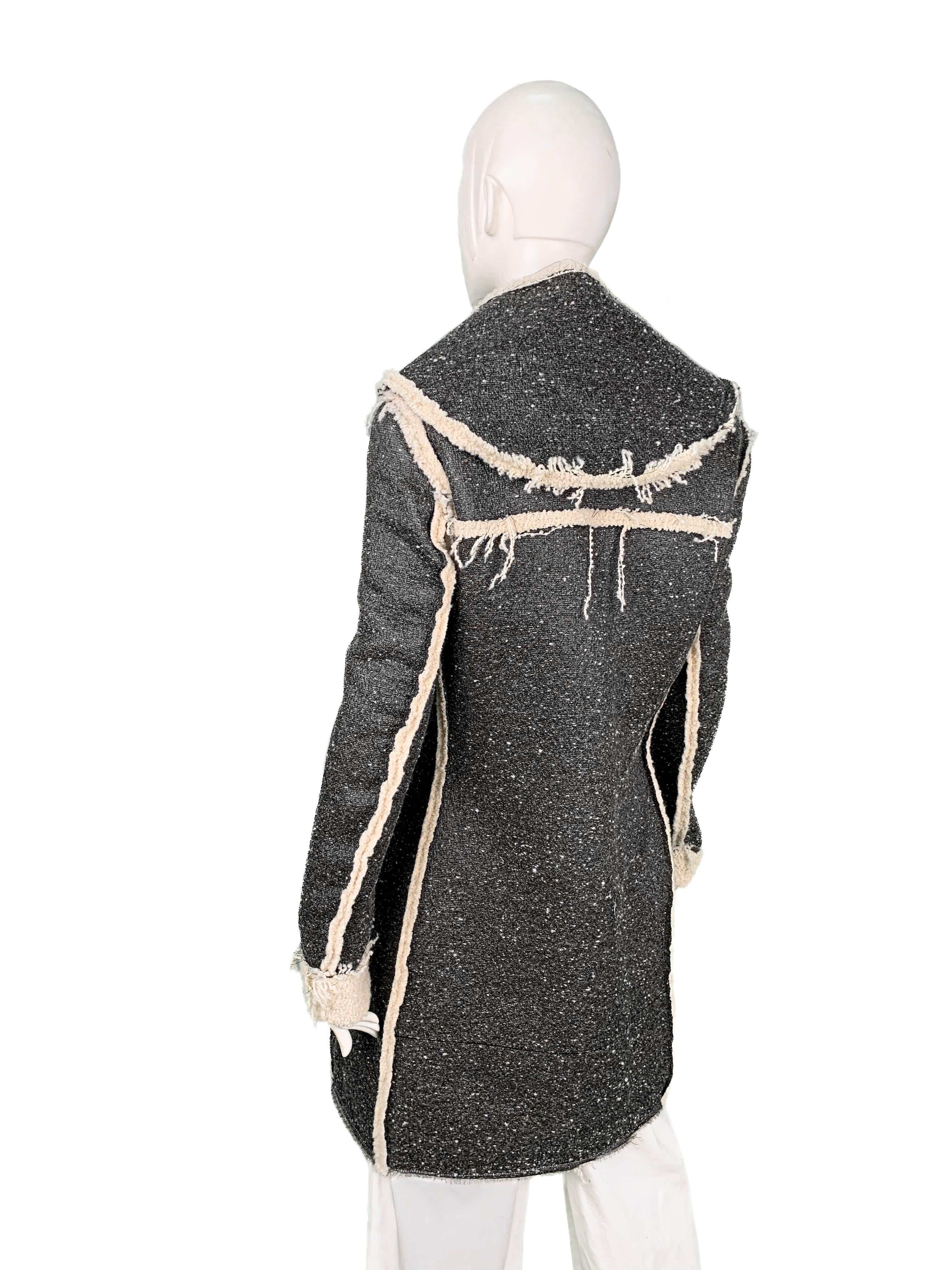 Lanvin Runway Pre-Fall 2015 Alber Elbaz Faux Shearling Metallic Wool Coat 2