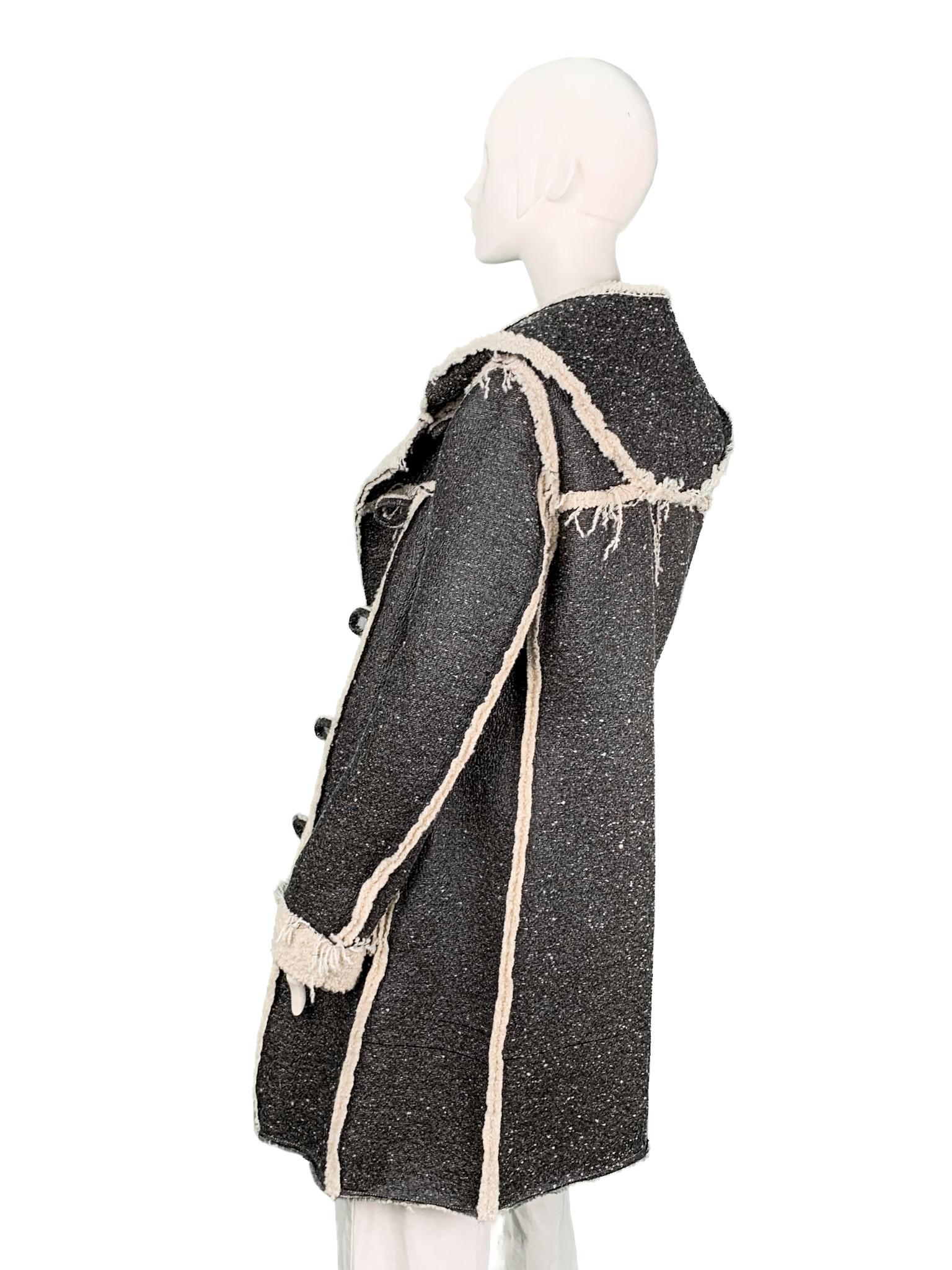 Lanvin Runway Pre-Fall 2015 Alber Elbaz Faux Shearling Metallic Wool Coat 3