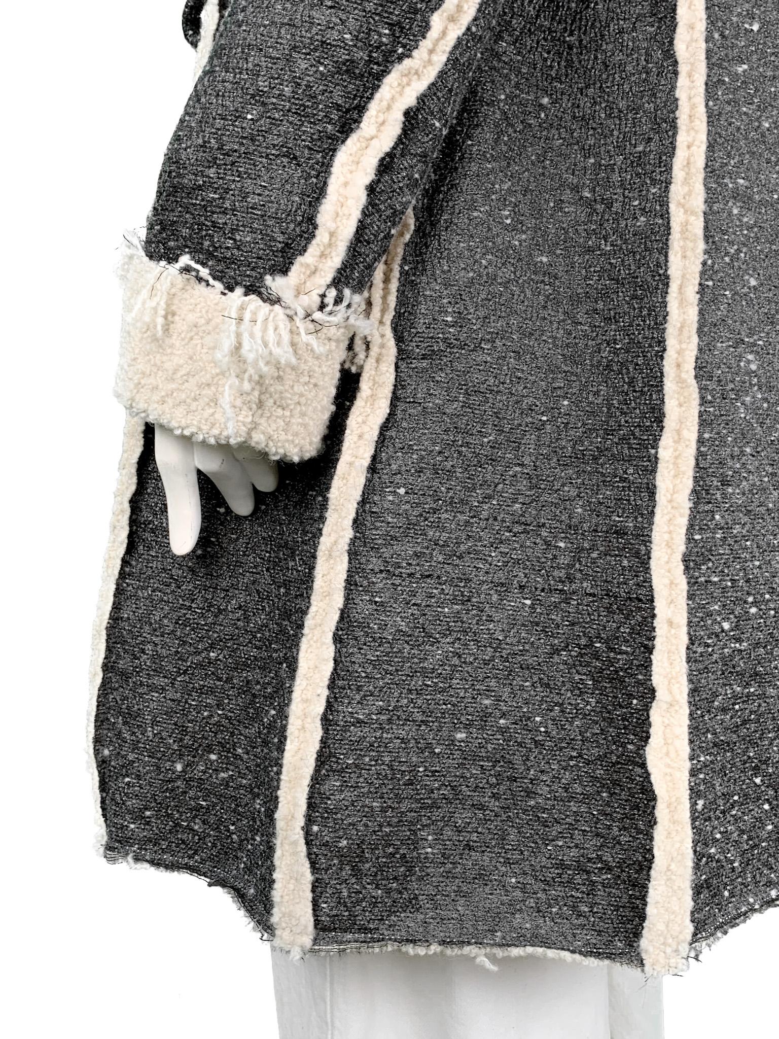 Lanvin Runway Pre-Fall 2015 Alber Elbaz Faux Shearling Metallic Wool Coat 4