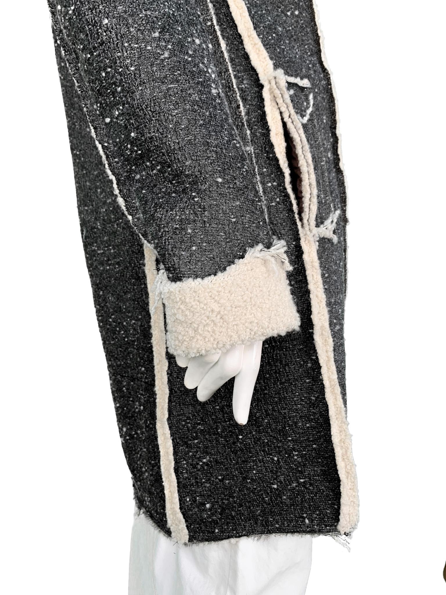 Lanvin Runway Pre-Fall 2015 Alber Elbaz Faux Shearling Metallic Wool Coat 5