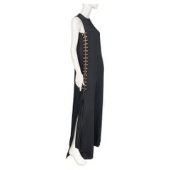 Lanvin runway 2015 embellished maxi dress with metal & pearl appliques