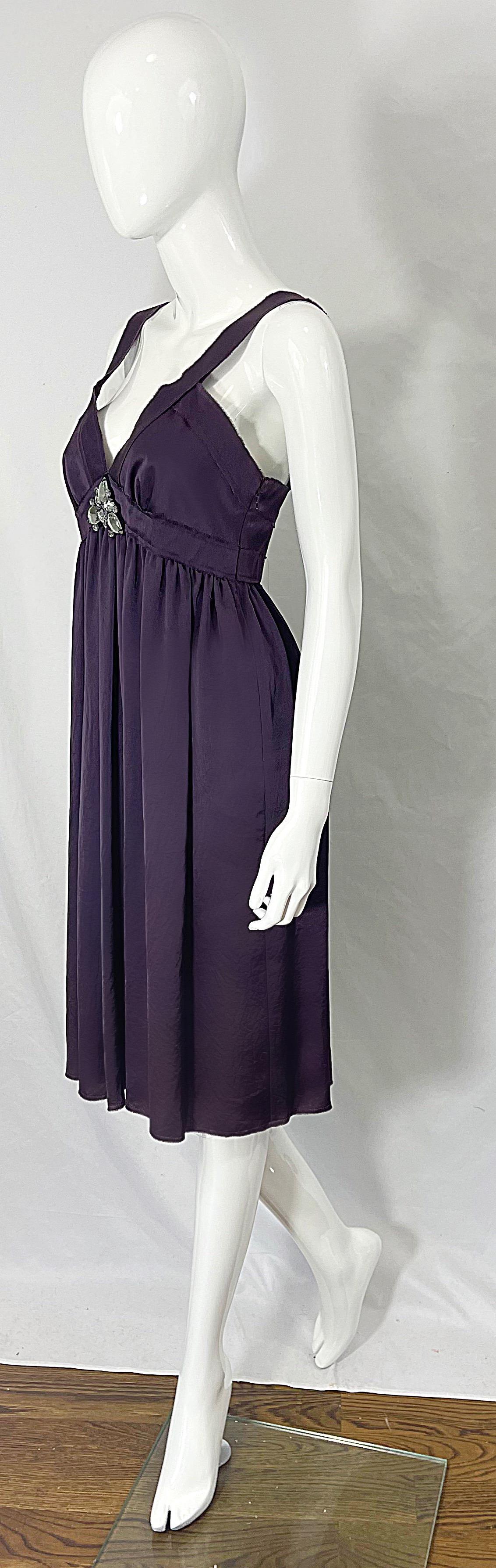 Lanvin P/E 2007 Alber Elbaz Sz 38 Abito Vita Impero incrostato di strass viola in vendita 6
