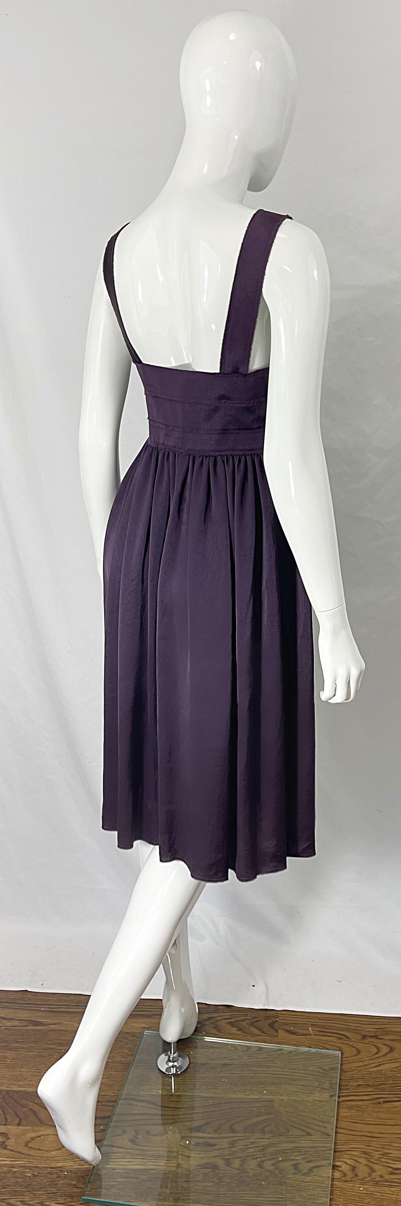 Lanvin S/S 2007 Alber Elbaz Größe 38 Lila Strassbesetztes Kleid mit Empire-Taille Kleid im Zustand „Hervorragend“ im Angebot in San Diego, CA
