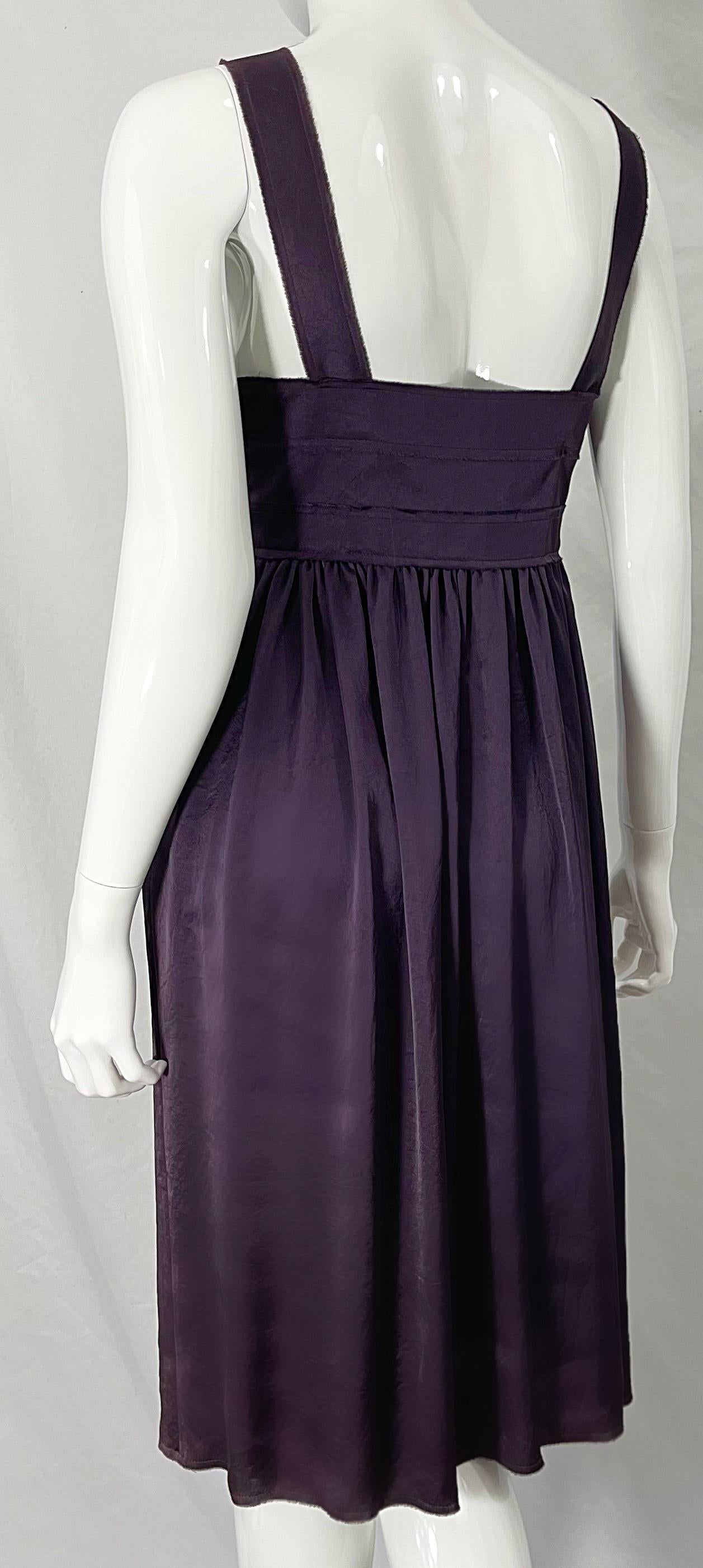 Lanvin P/E 2007 Alber Elbaz Sz 38 Abito Vita Impero incrostato di strass viola in vendita 2