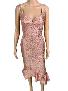 Lanvin S/S 2014 Runway Bustier Metallic Jacquard Distressed Midi Dress