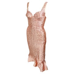 Lanvin S/S 2014 Runway Bustier Metallic Jacquard Distressed Midi Dress