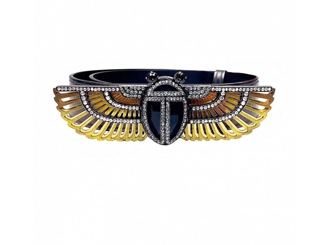 LANVIN

Lanvin belt is made of dark silver leather and features a scarab-shaped buckle.
2010, France 

Content:  Leather, metal, glass

Length 34