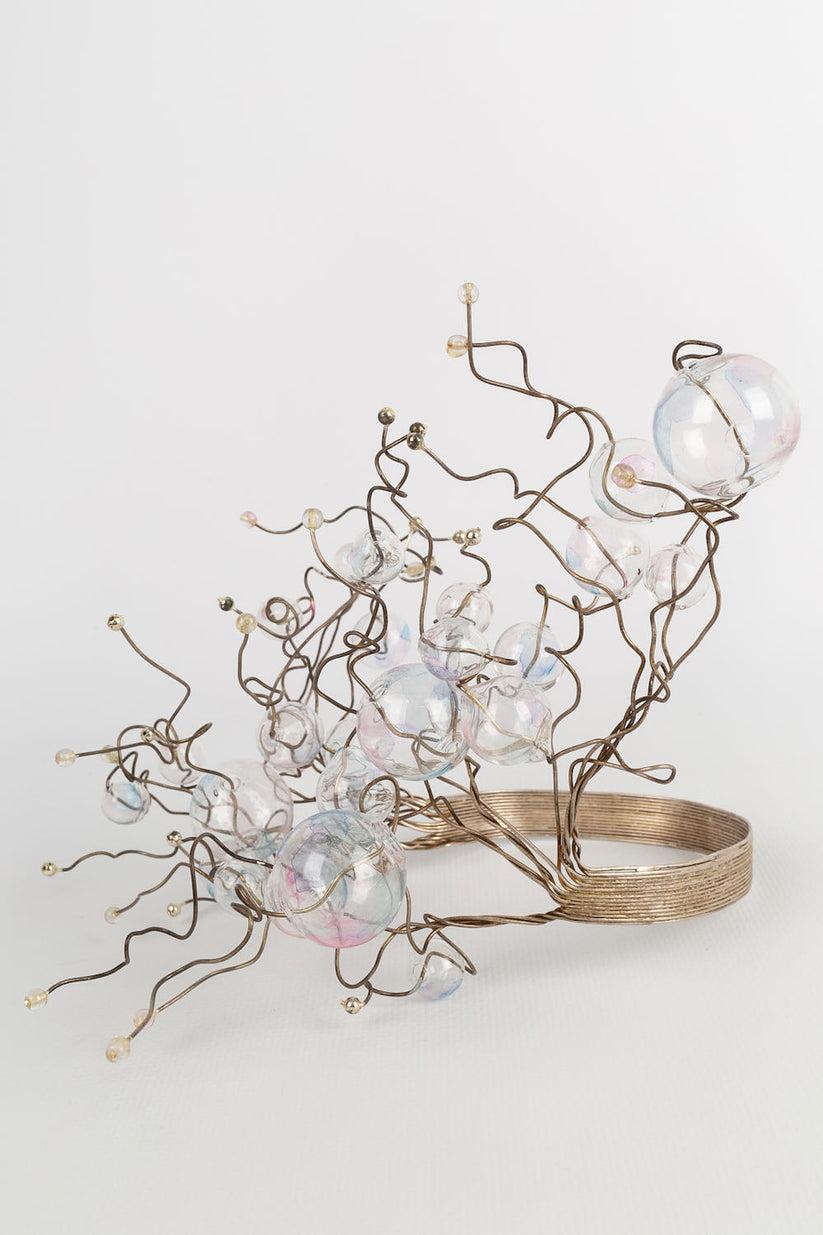 Ensemble de colliers et boucles d'oreilles Lanvin en métal argenté et boules transparentes en vente 1