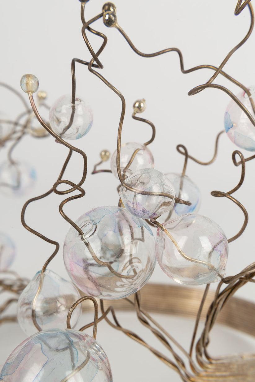 Ensemble de colliers et boucles d'oreilles Lanvin en métal argenté et boules transparentes en vente 2
