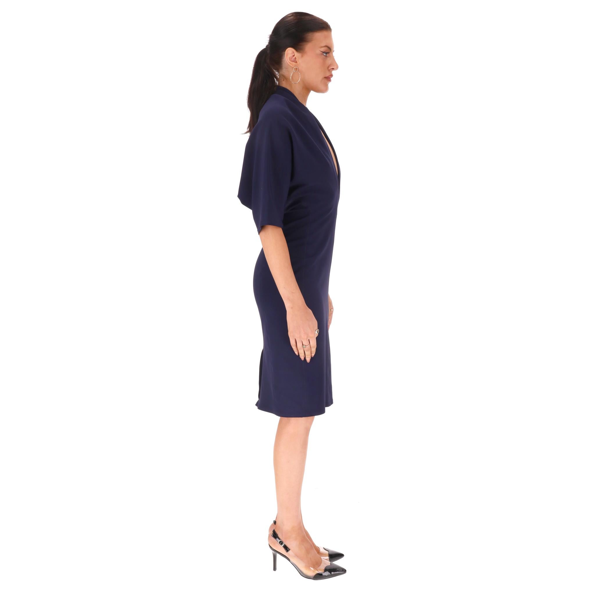 Noir Lanvin - Robe fourreau à col en V profond en vente