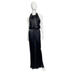 Robe de soirée Lanvin en soie noire de style grec par Alber Elbaz, années 2011