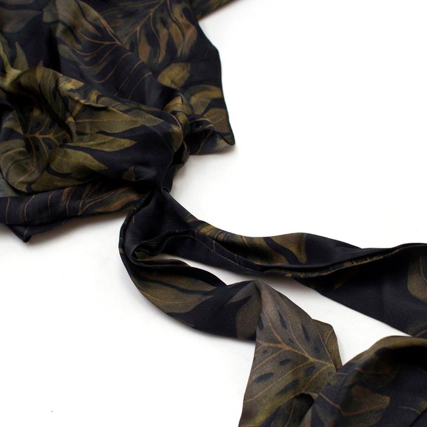 Women's Lanvin Silk Black Leaf Print Kaftan Dress - Size US 4