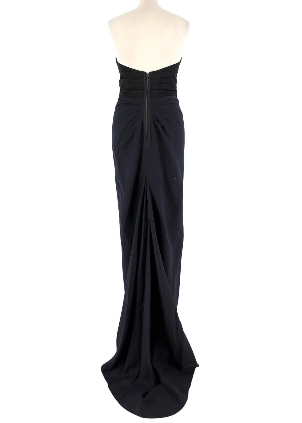 Lanvin Silk Black & Navy Fitted Fishtail Gown - Size US 4 For Sale 1