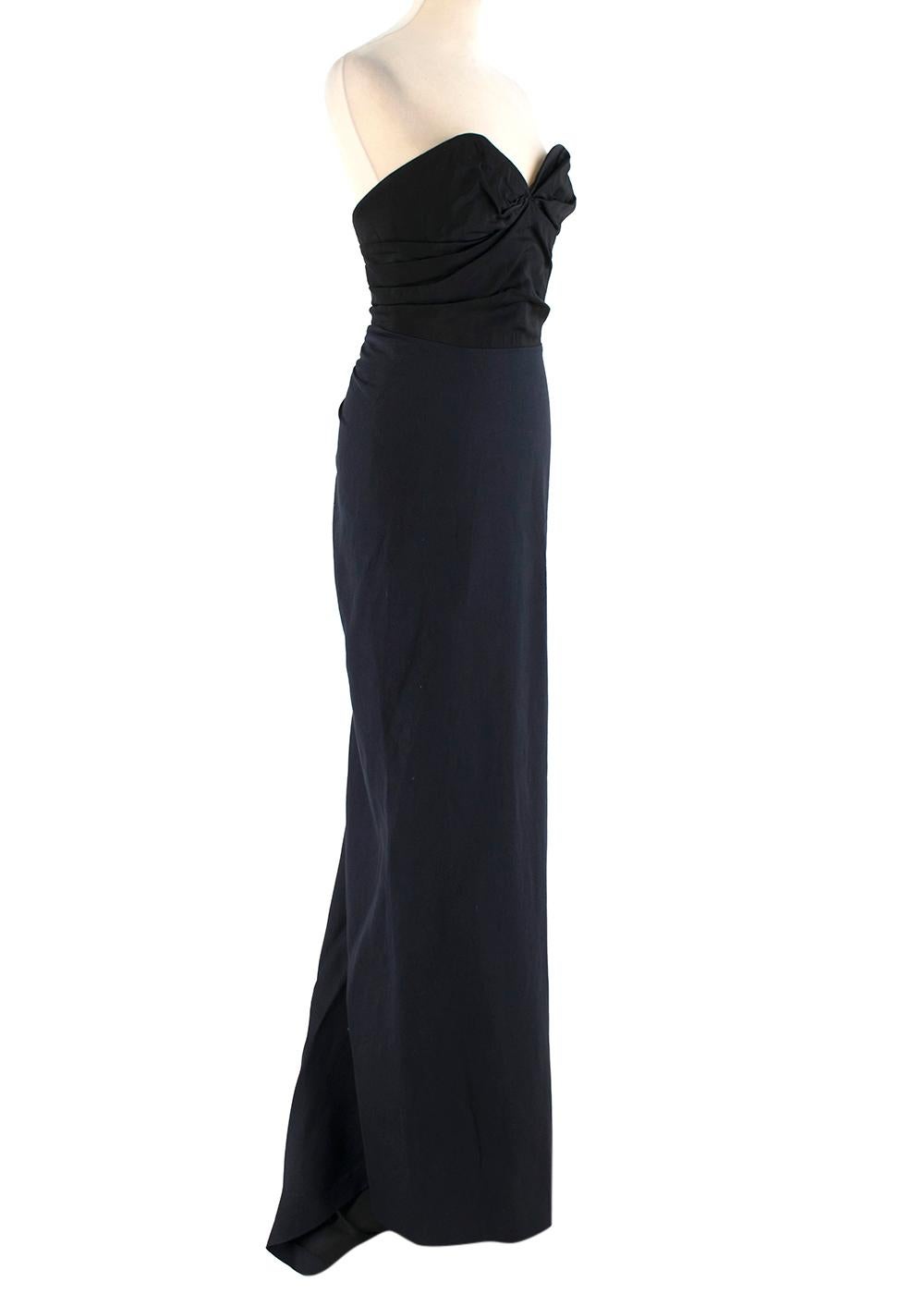 Lanvin Silk Black & Navy Fitted Fishtail Gown - Size US 4 For Sale 2