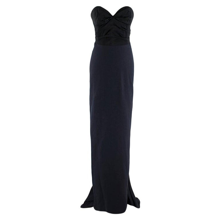 Lanvin Silk Black and Navy Fitted Fishtail Gown - Us Size 4 For Sale at ...