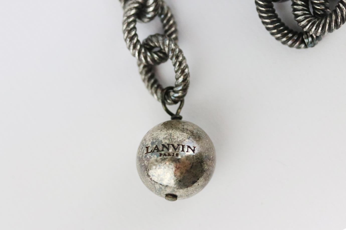 Lanvin Silk Flower And Crystal Embellished Chain Necklace In Excellent Condition In London, GB