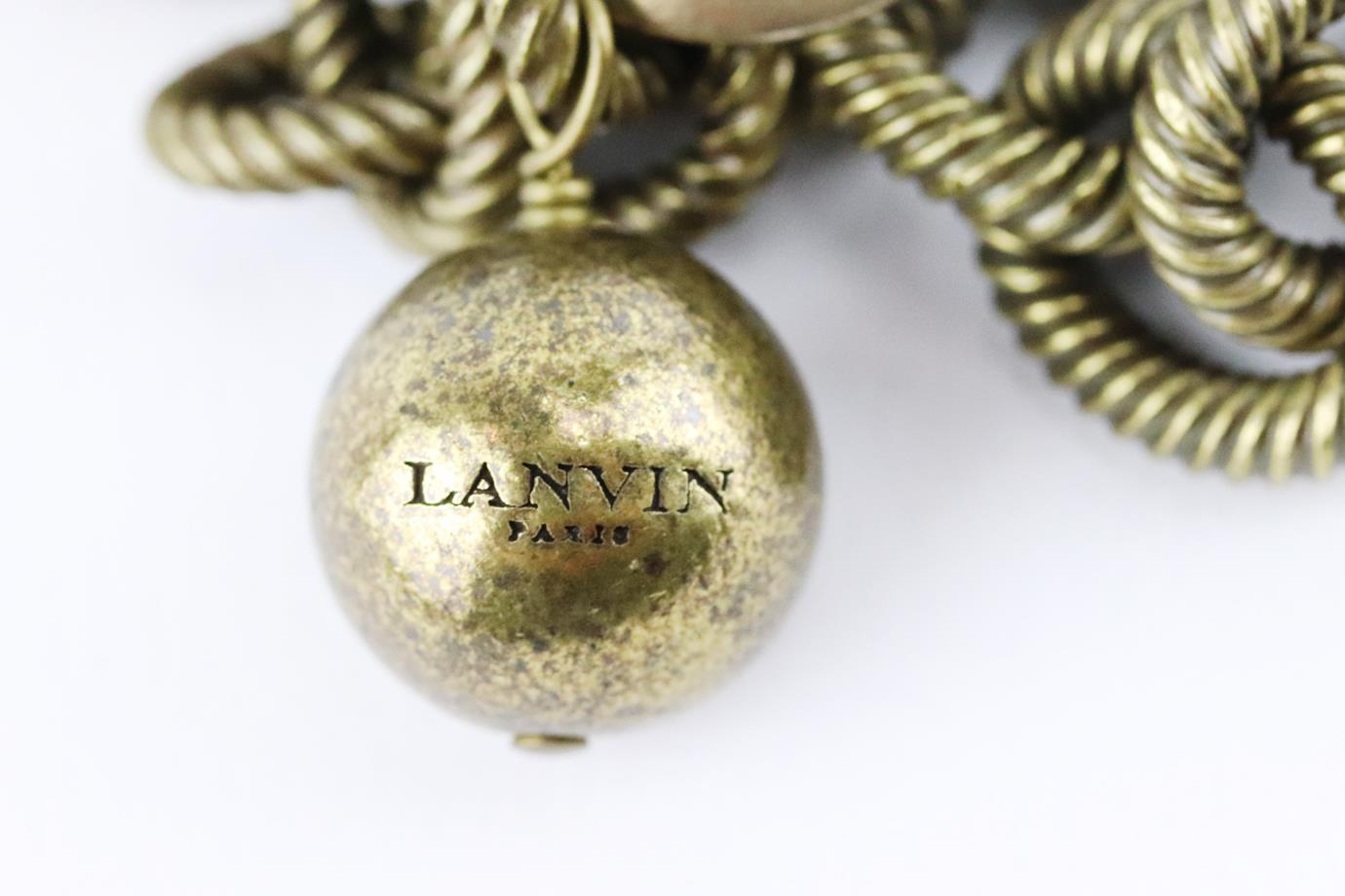 Lanvin Silk Flower And Crystal Embellished Chain Necklace In Excellent Condition In London, GB