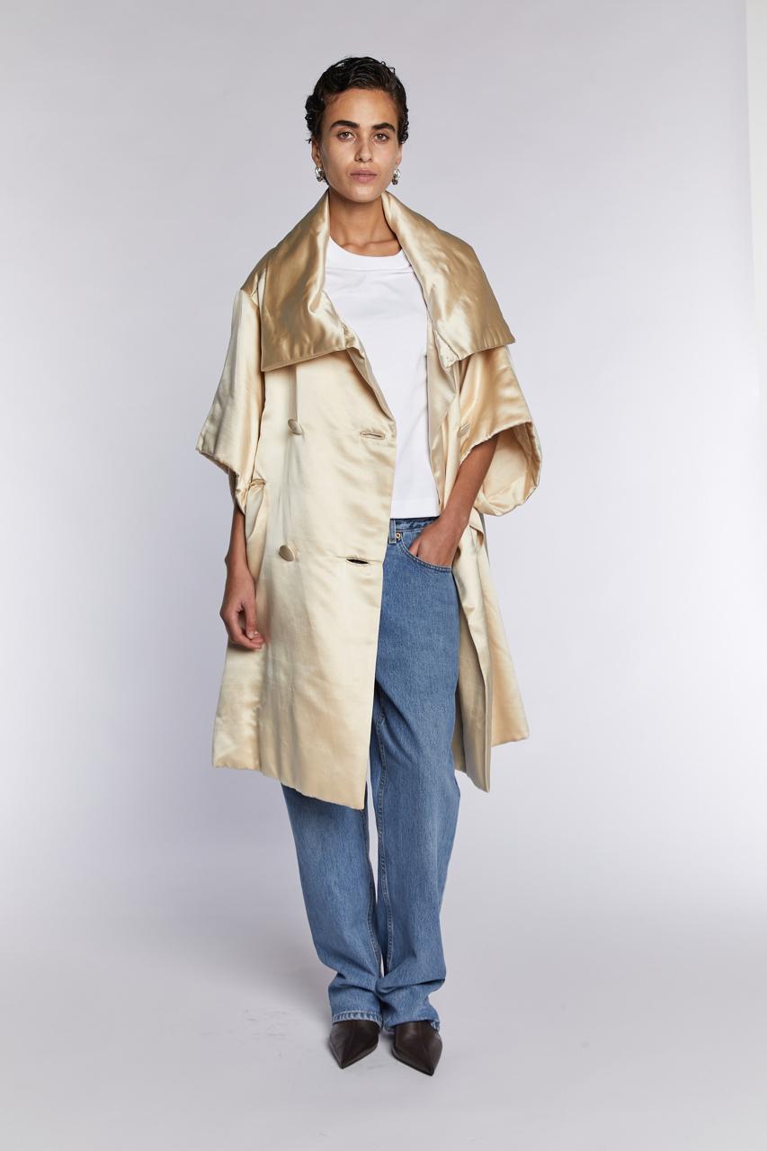 Lanvin Silk Satin Opera Coat 1960s For Sale 5