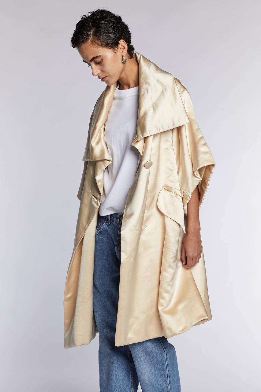 Beige Lanvin Silk Satin Opera Coat 1960s For Sale