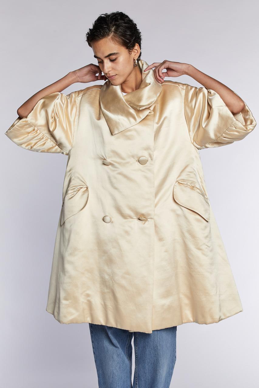 Lanvin Silk Satin Opera Coat 1960s For Sale 2