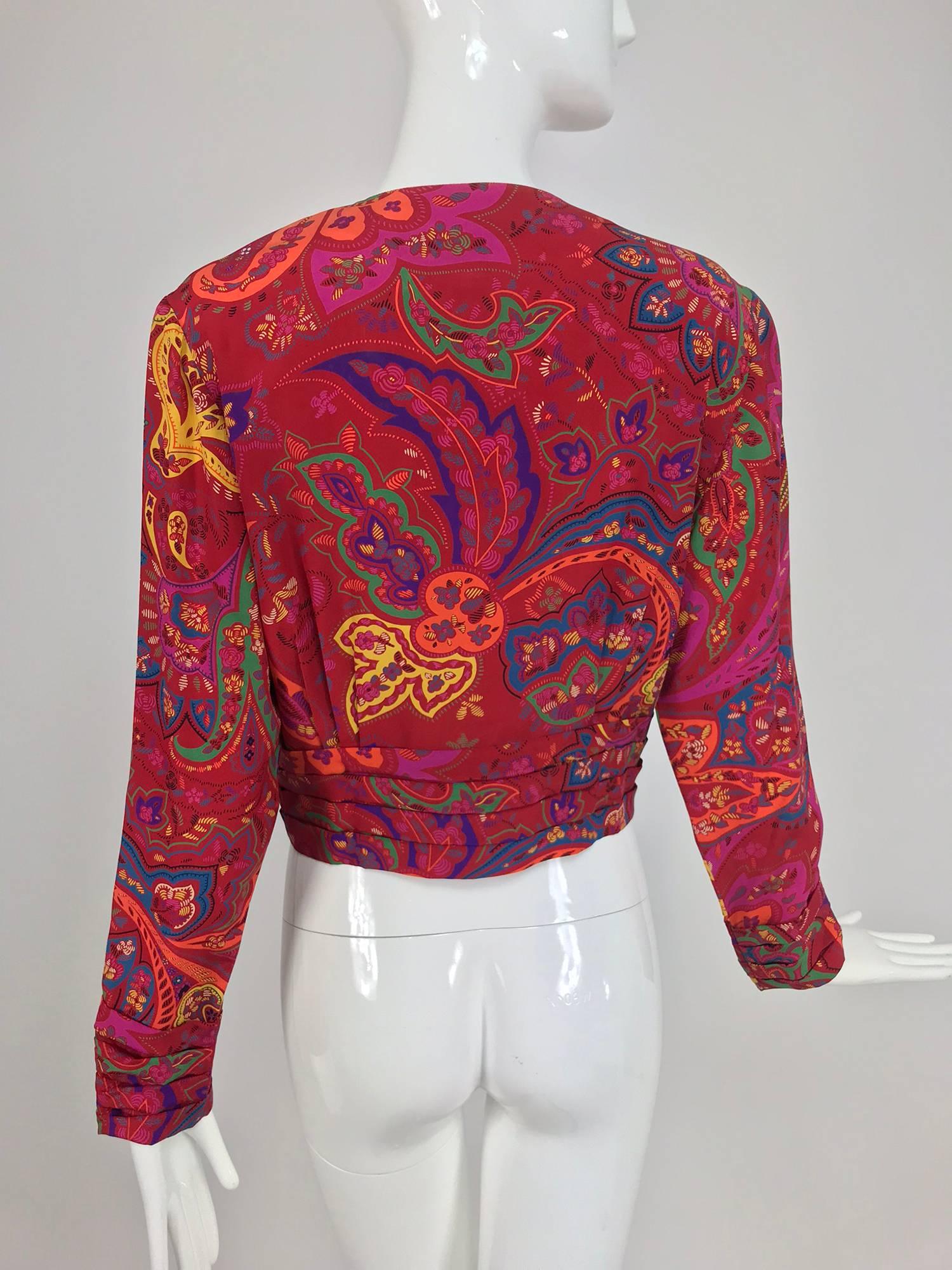Women's or Men's Lanvin silk paisley print top 1980s