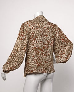 Lanvin Silk Print Wrap Top Blouse Vintage 80s 1980s