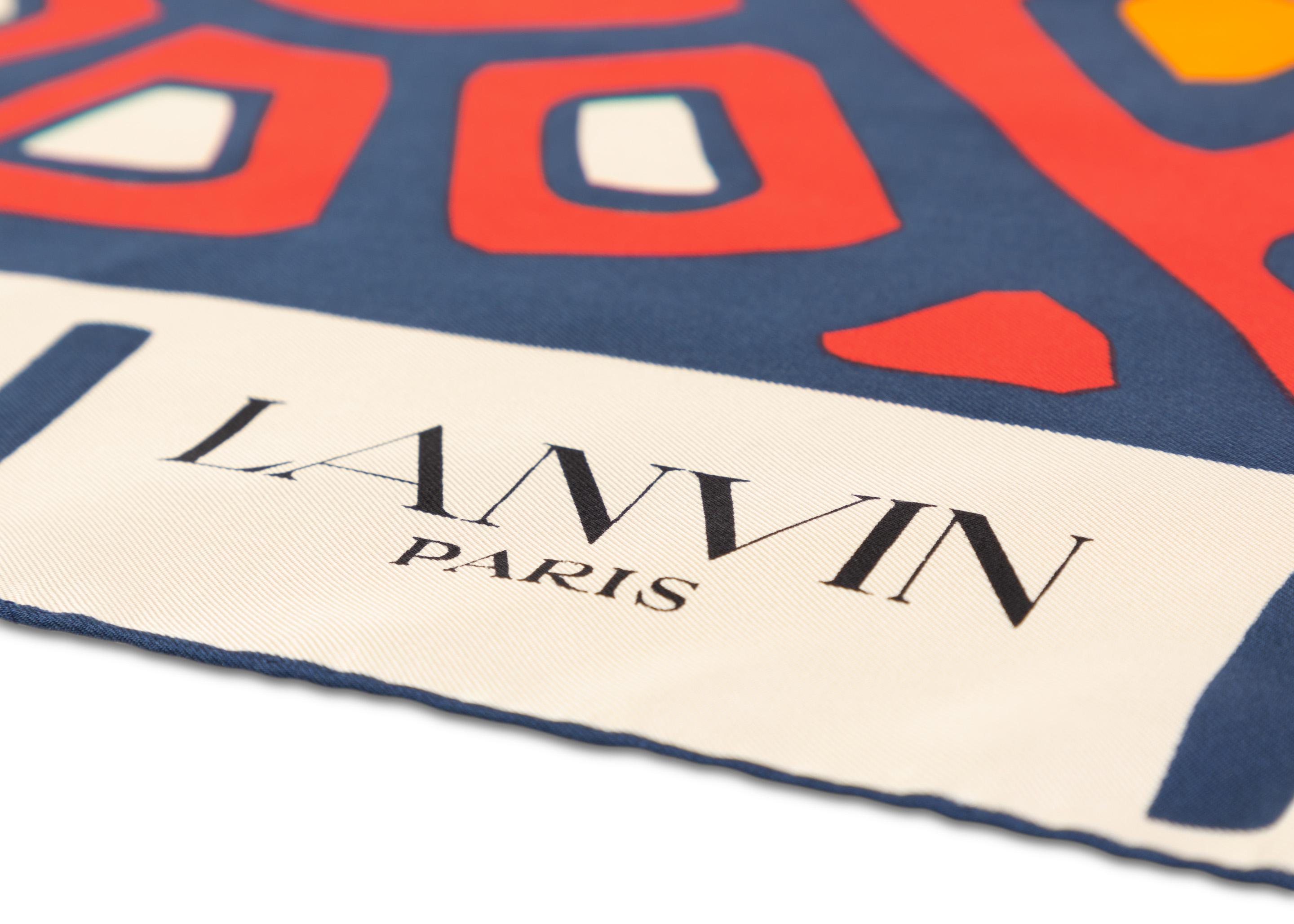 Lanvin Silk Printed Scarf, 1970s In Excellent Condition In Boca Raton, FL