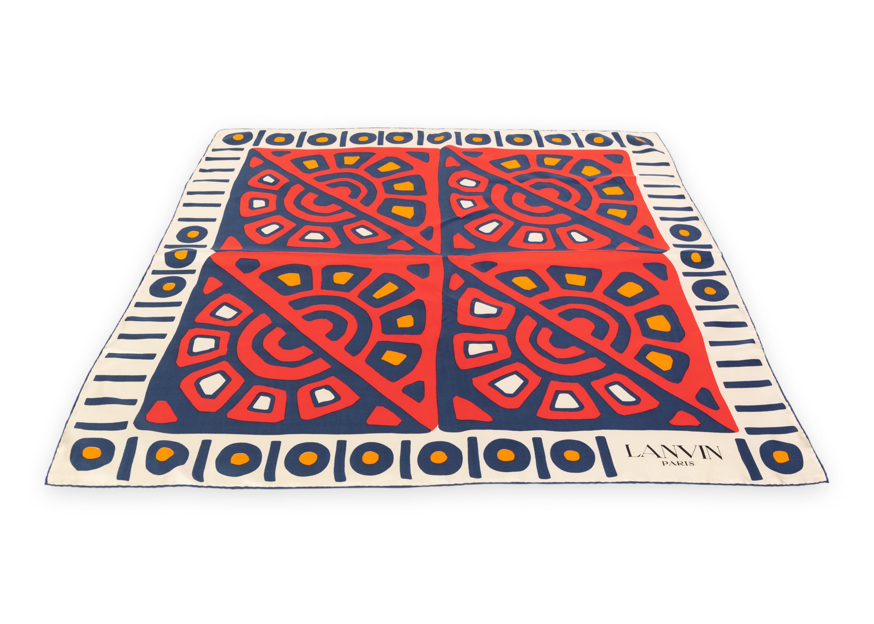 Women's or Men's Lanvin Silk Printed Scarf, 1970s