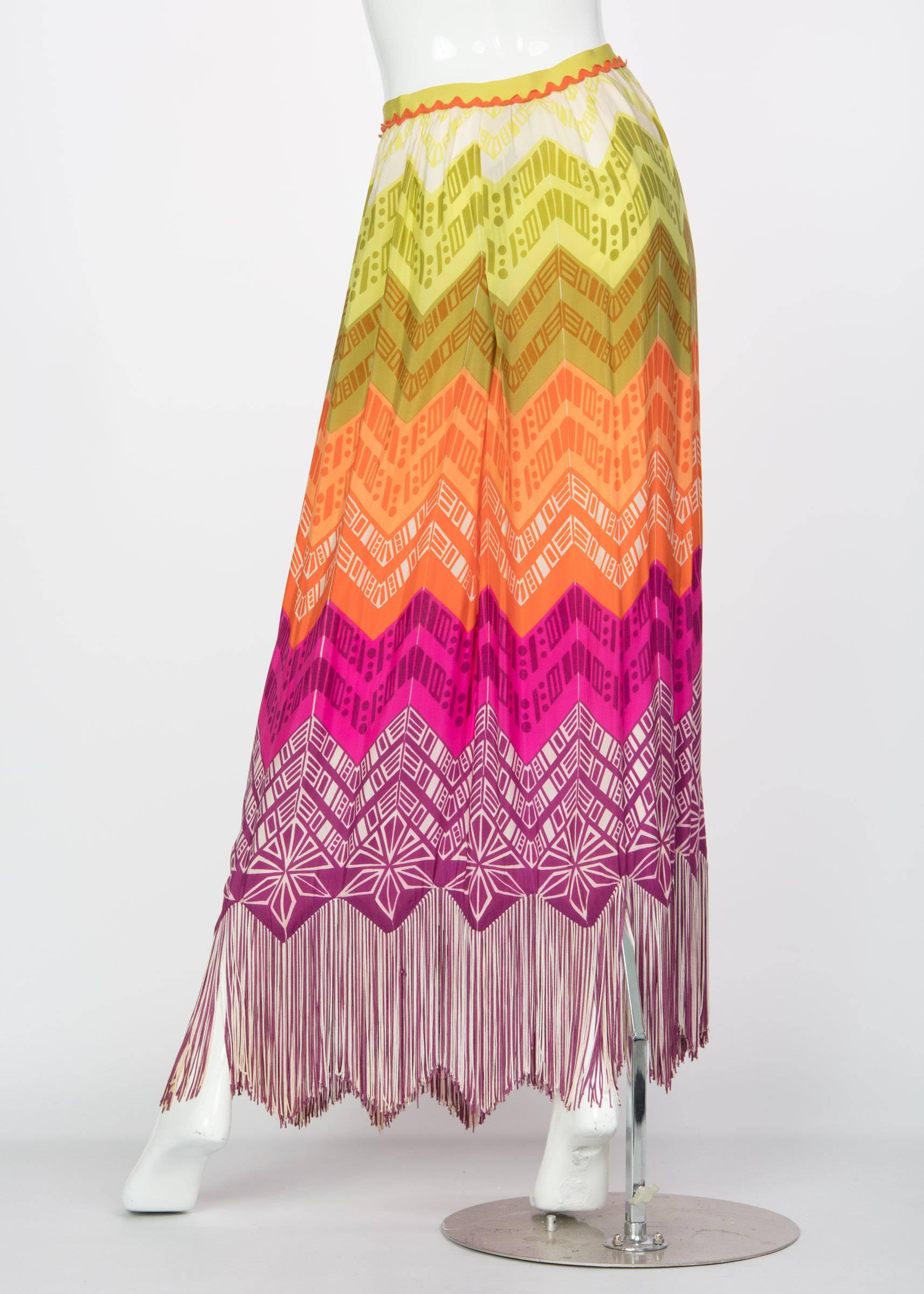 rainbow fringe skirt