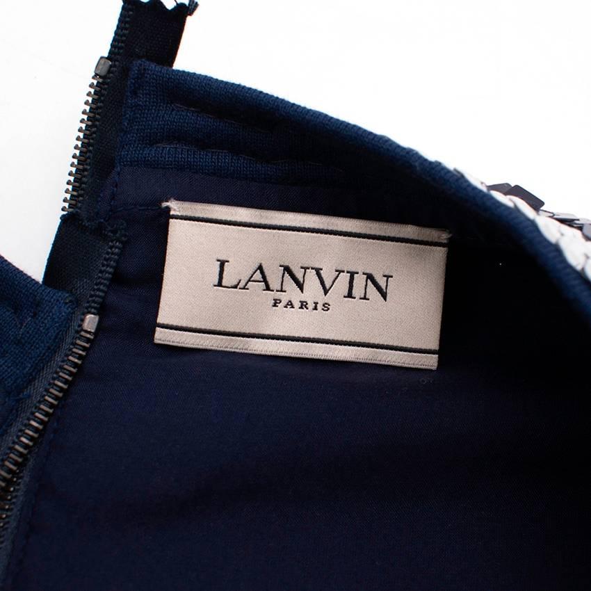 Black Lanvin Silk Sequin Stripe Shift Dress - Size Medium