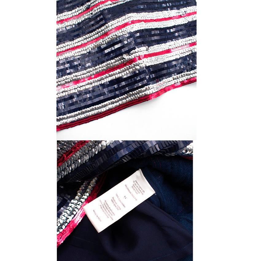 Lanvin Silk Sequin Stripe Shift Dress - Size Medium 1