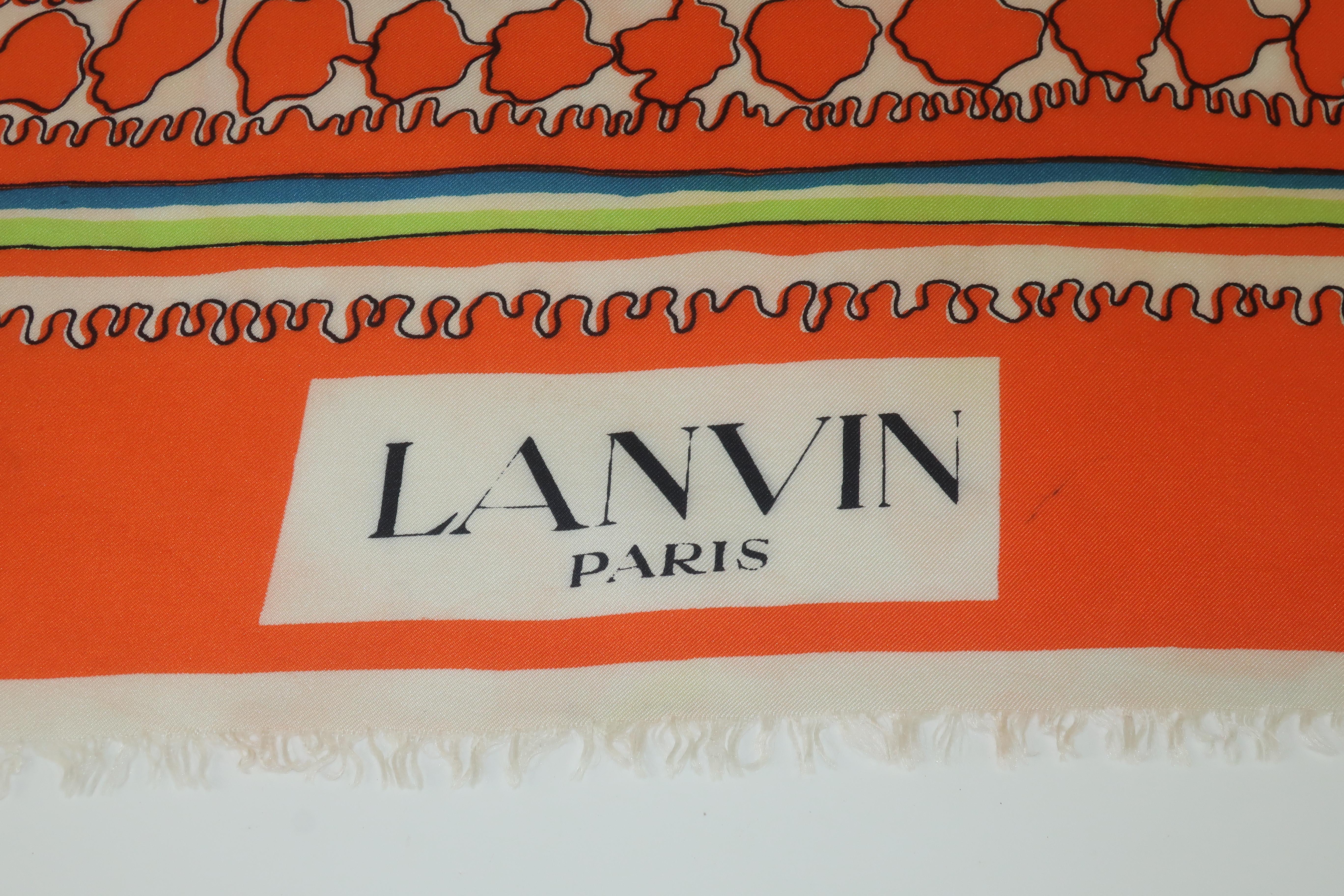 Lanvin Silk Tropical Floral Scarf, 1960's 1
