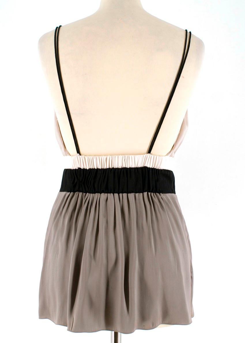 Brown Lanvin Silk V-Neck Pleated Strappy Top - Size US 6