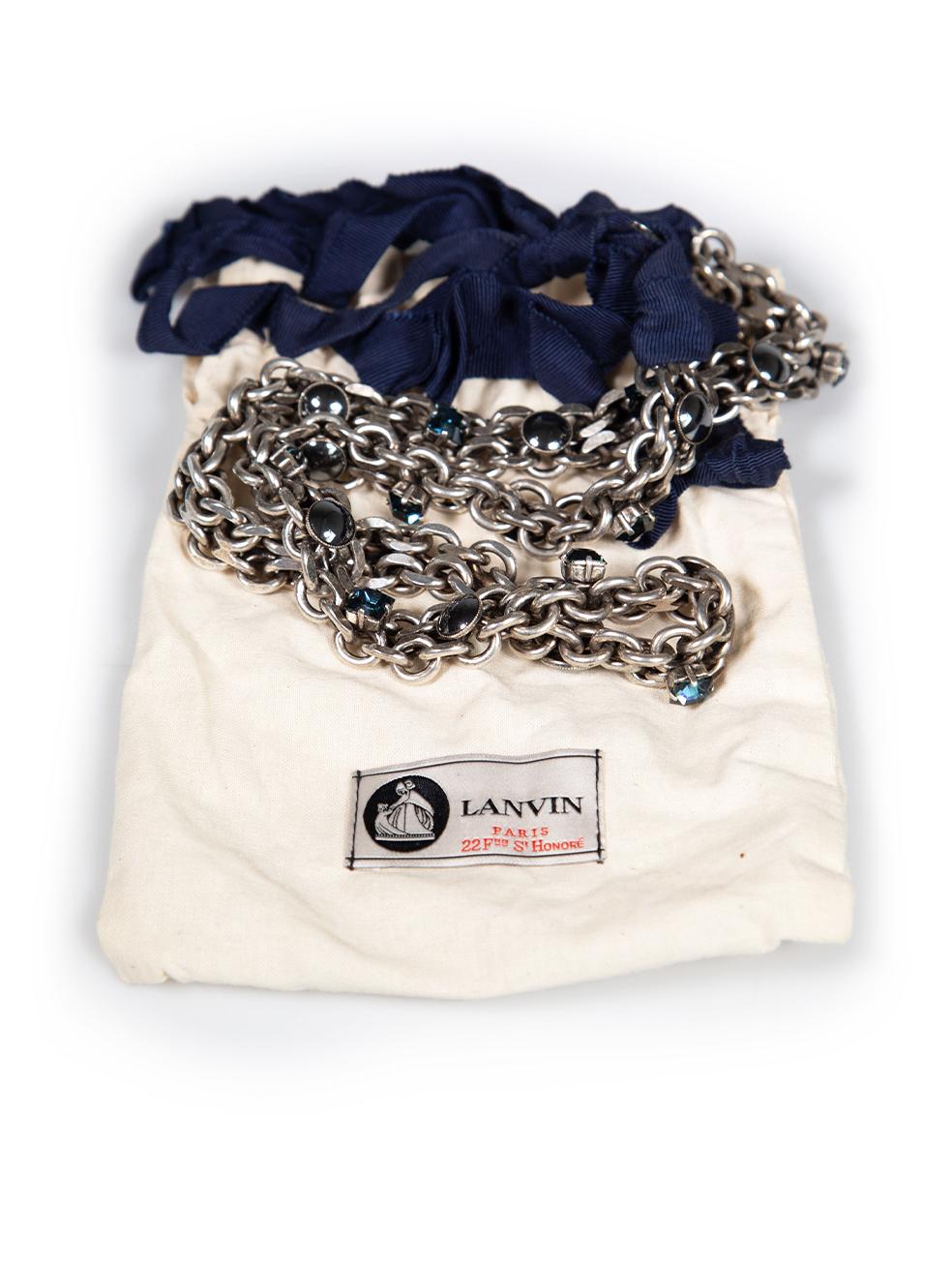 Lanvin Silver Chain Crystal Tie Belt For Sale 1