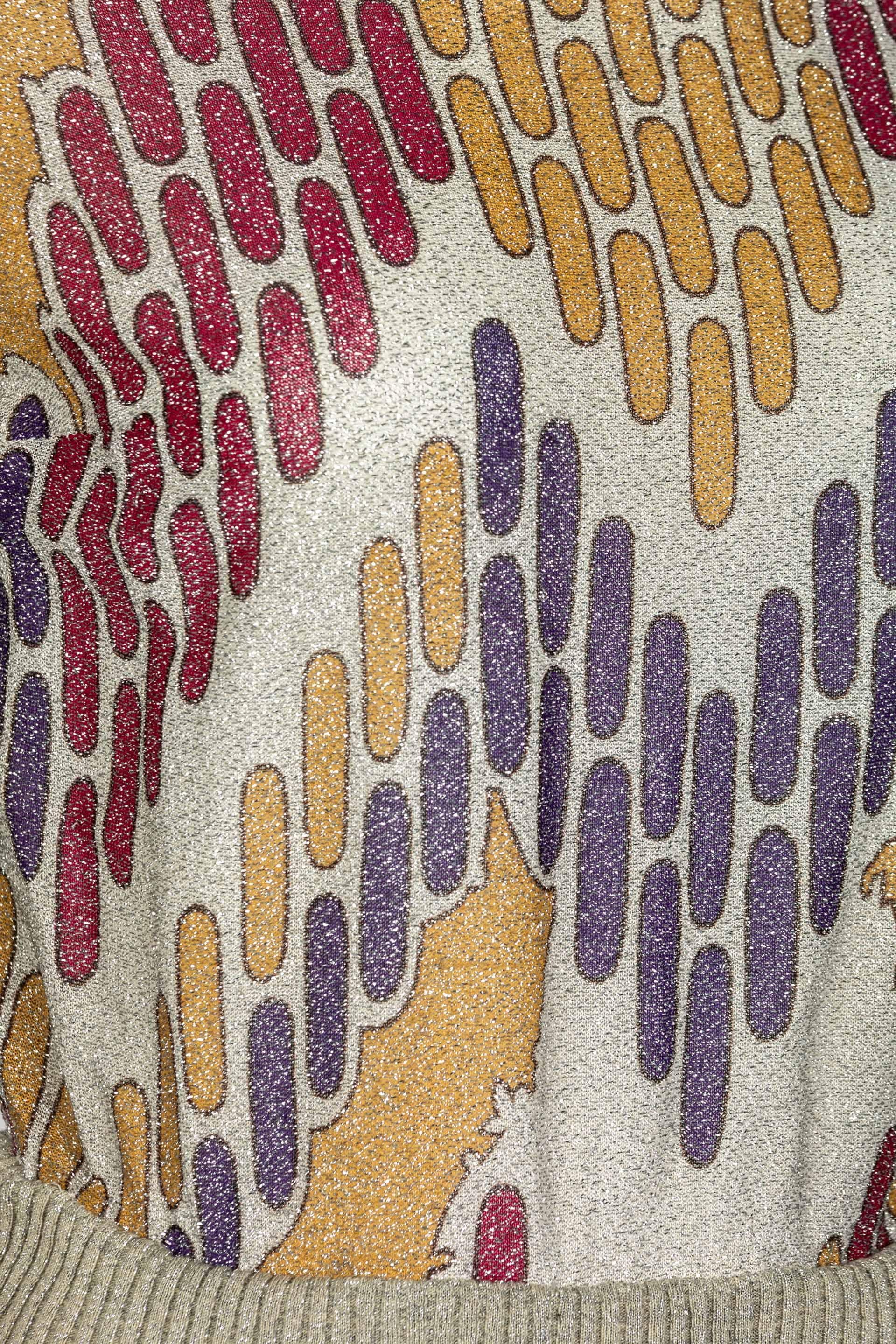 Brown  Lanvin Silver Print Maxi Dress Knit Details, 1970s