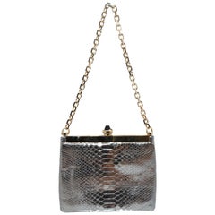 Lanvin Silver Snakeskin Evening Bag