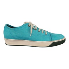 LANVIN Size 10 Aqua Solid Suede Sneakers