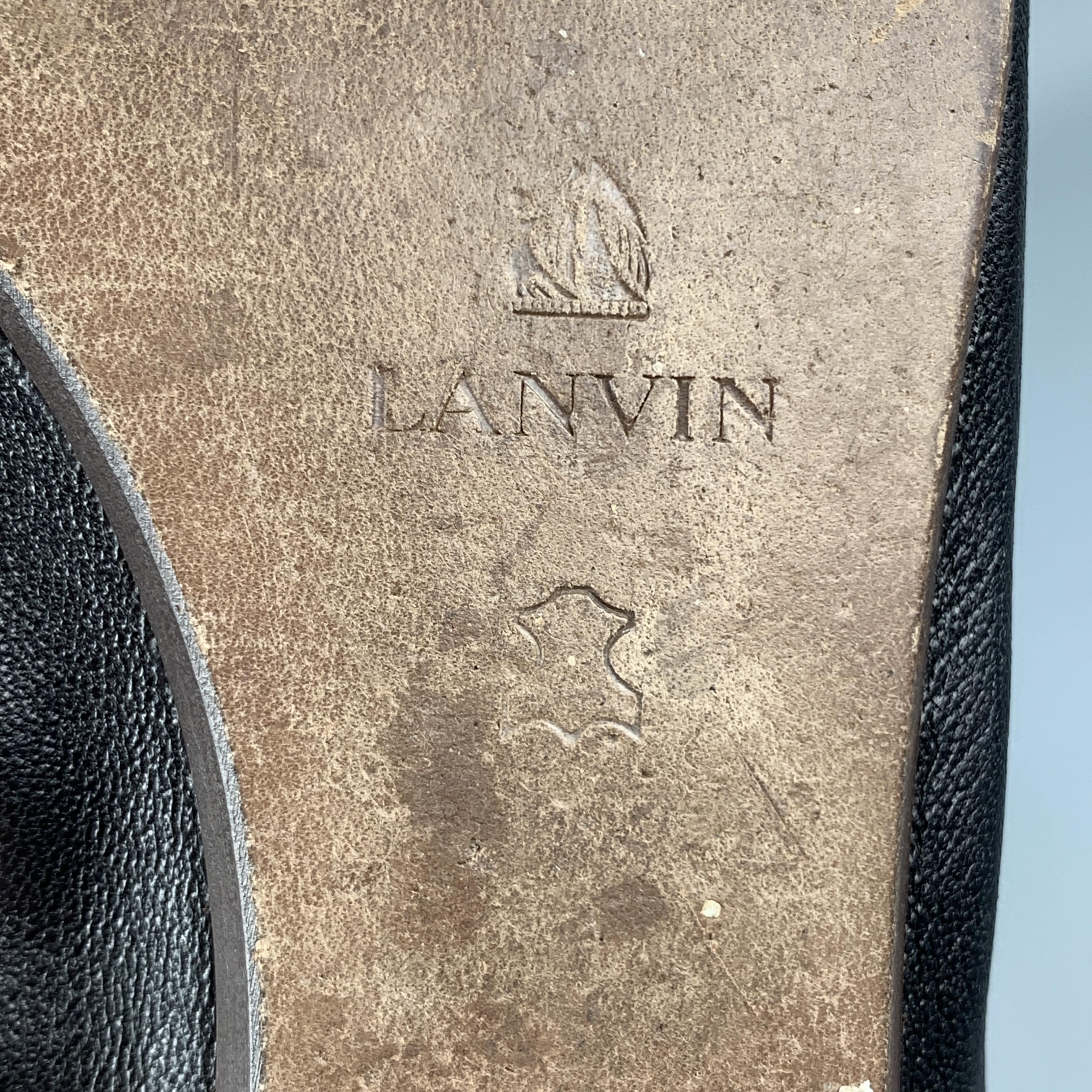 LANVIN Size 10 Black Leather Ballet Flats 3