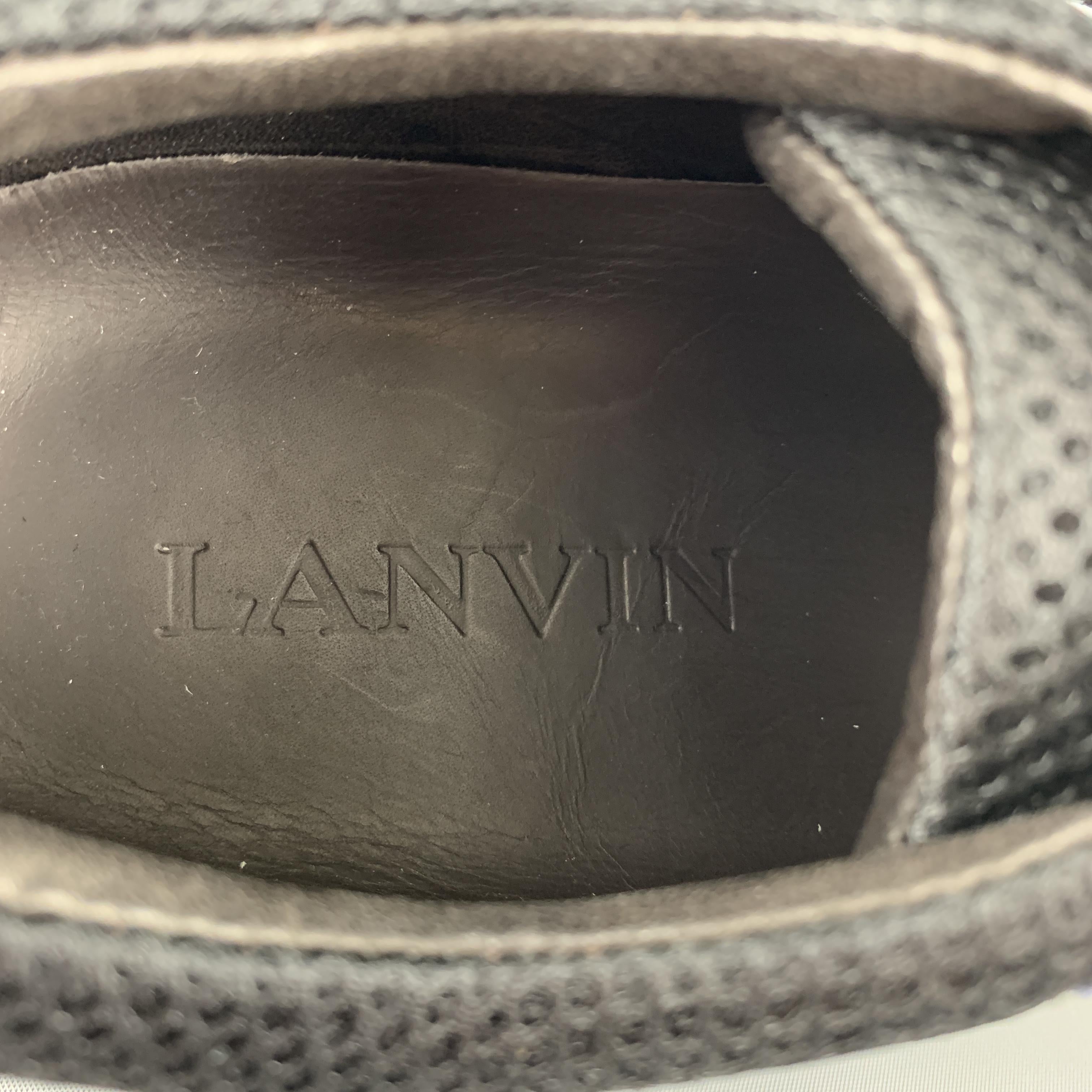 LANVIN Size 10 Black & Navy Mesh& Leather Metallic Lace Up Sneakers 3