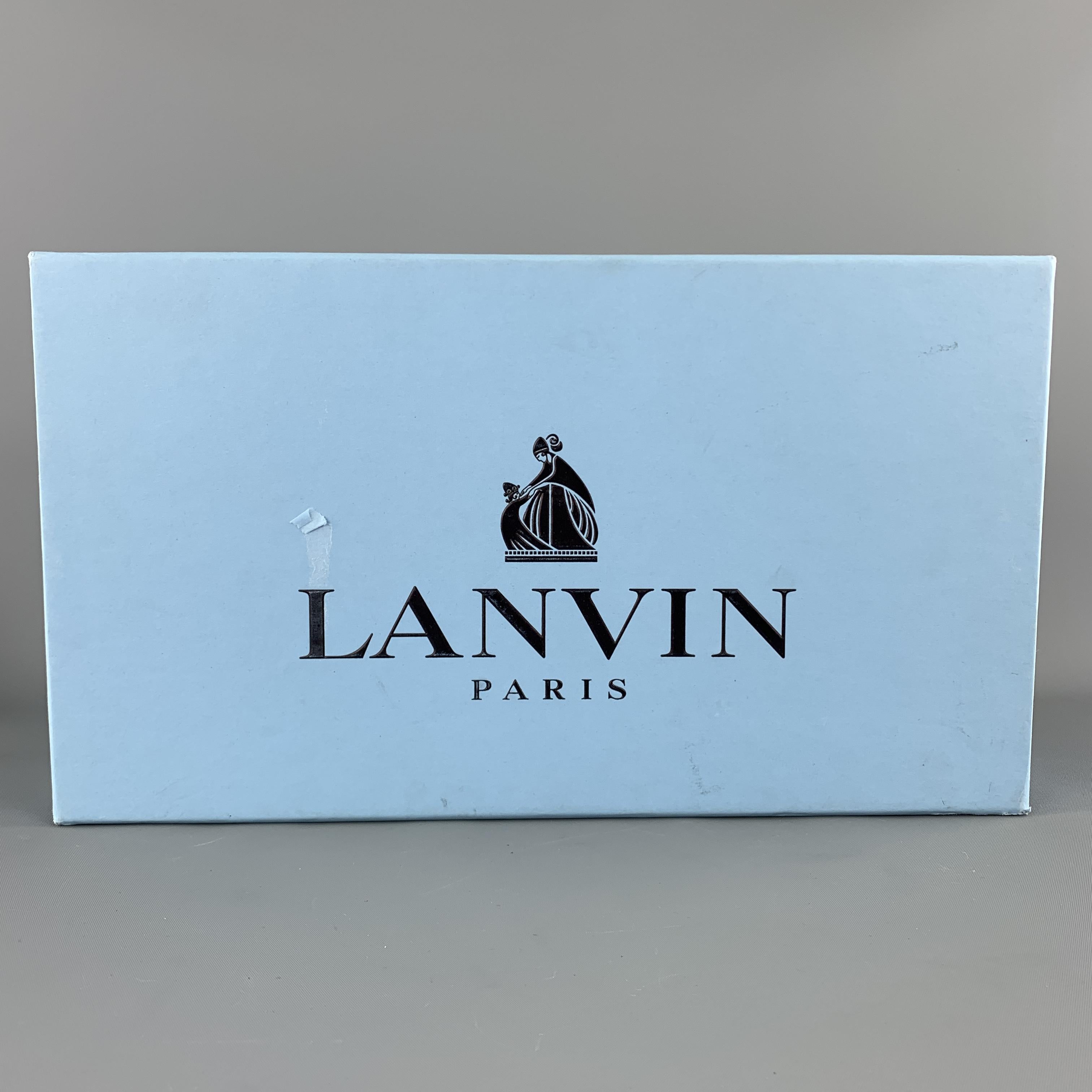 LANVIN Size 10 Black & Navy Mesh& Leather Metallic Lace Up Sneakers 5