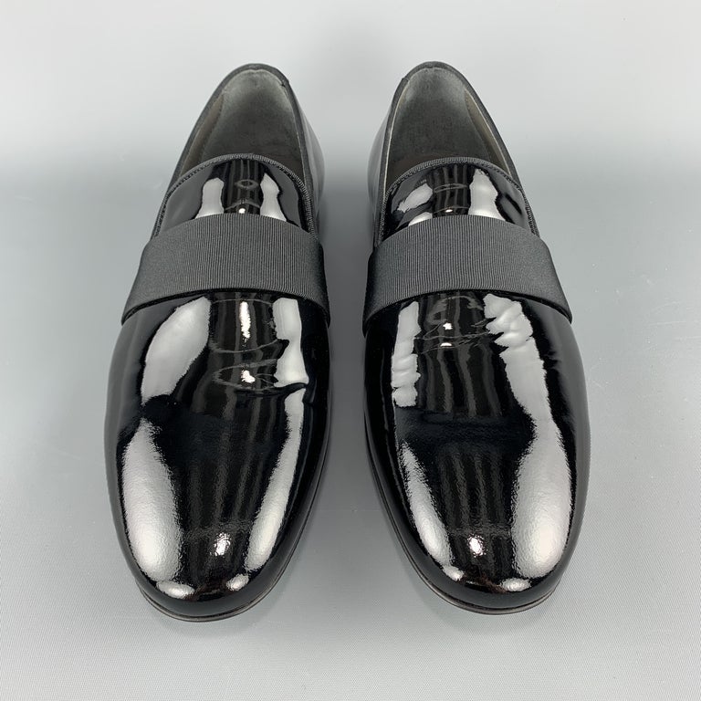 LANVIN Size 10 Black Patent Leather Tuxedo Slipper Loafers at 1stDibs ...