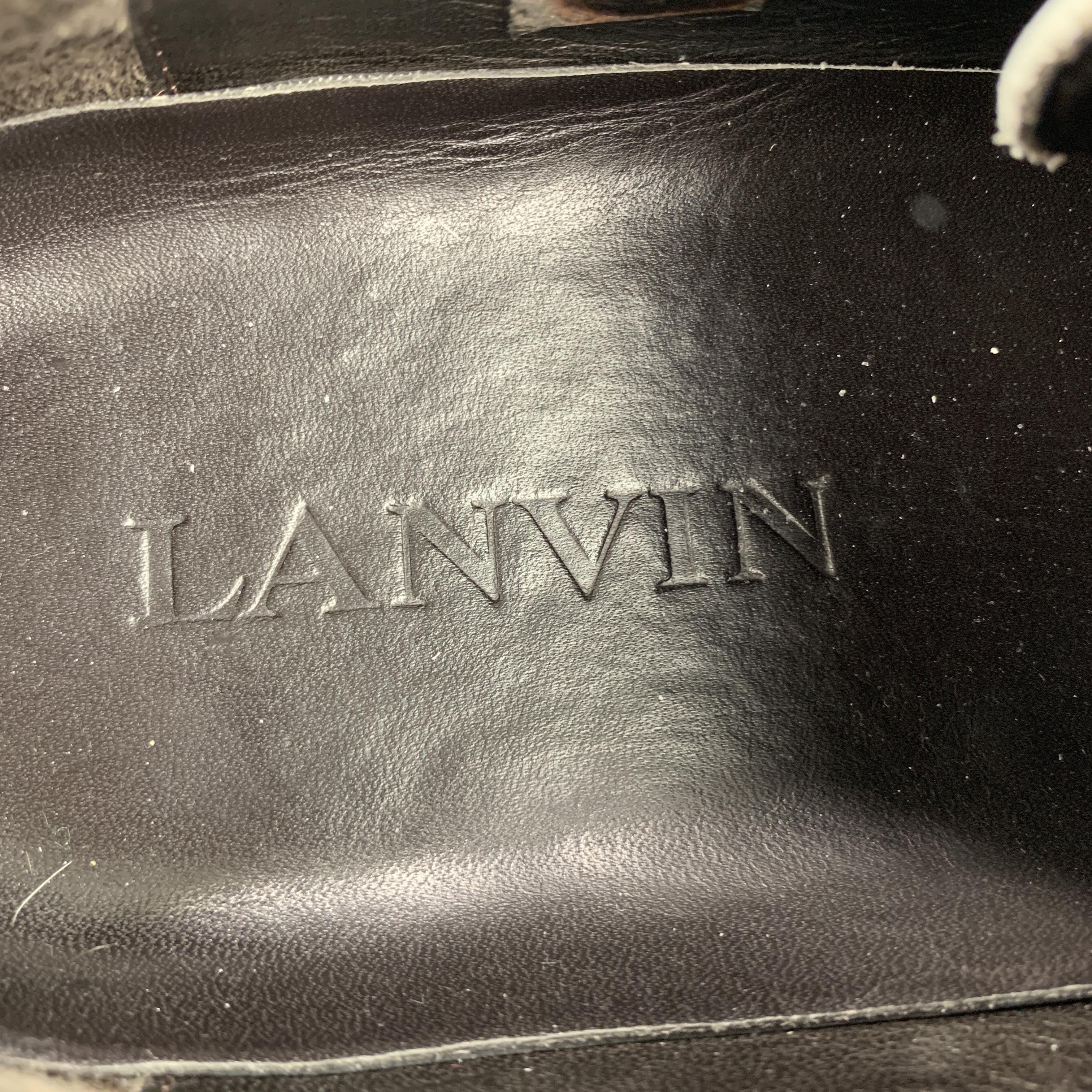 LANVIN Size 10 Black Smooth Leather Lace Up Cap Toe Sneakers 2